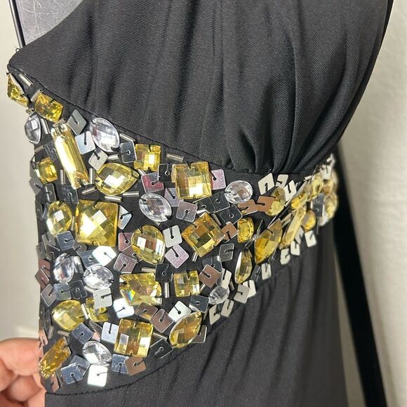 Vintage Masquerade Black Dress with sequence silver and Gold Size 5/6 - Picture 3 of 7